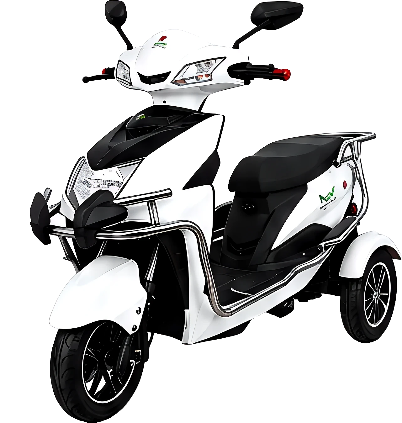 Atibha EV Sarathi three-wheel electric scooter in white